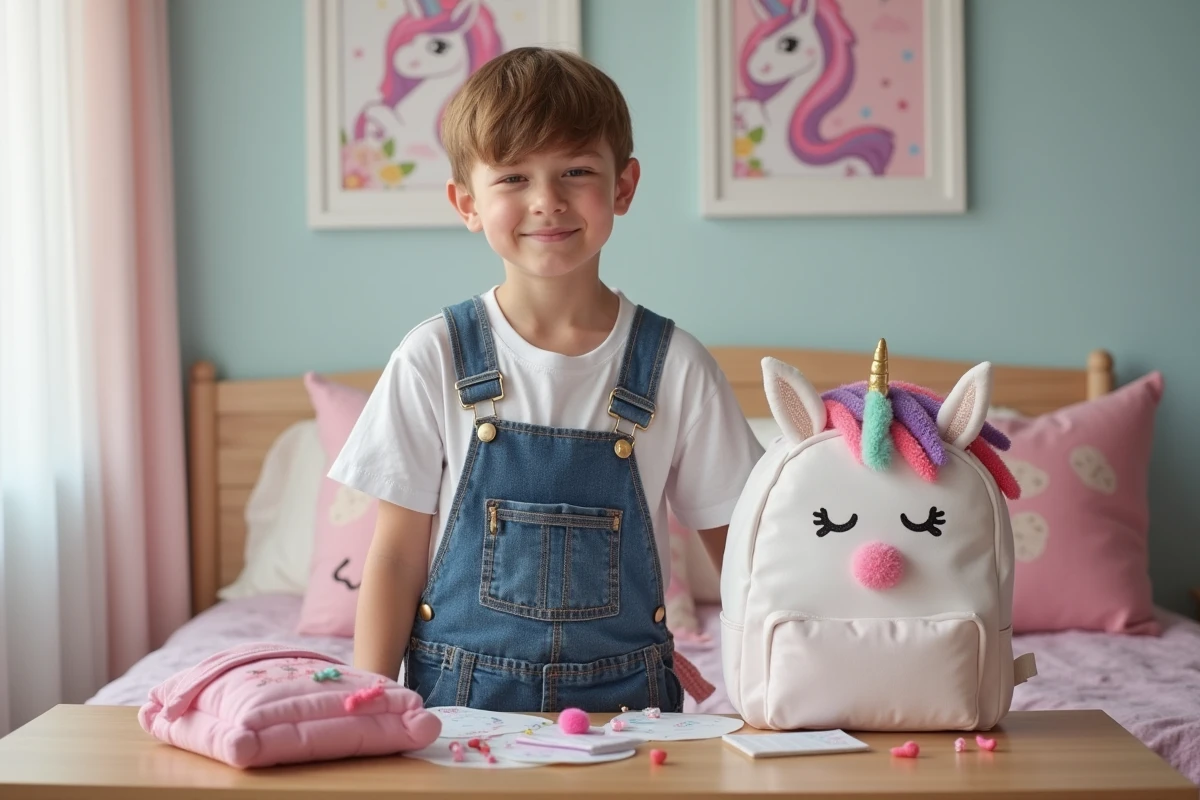 Adolescent regardant des accessoires licorne
